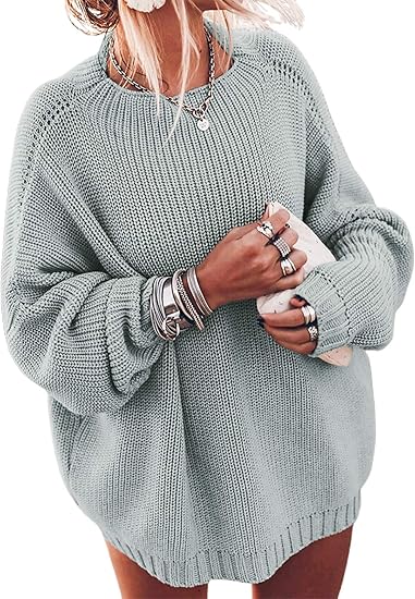 omen's Oversized Sweaters Batwing Sleeve Mock Neck Jumper Tops Chunky Knit Pullover Sweater